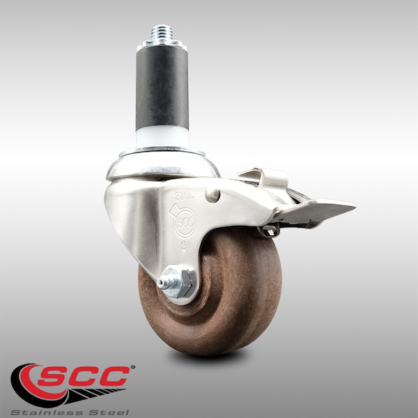 Service Caster 3.5 Inch 316SS High Temp Glass Filled Nylon 1-3/8 Inch Stem Caster Lock Brake SCC-SS316TTLEX20S3514-GFNSHT-138 - main